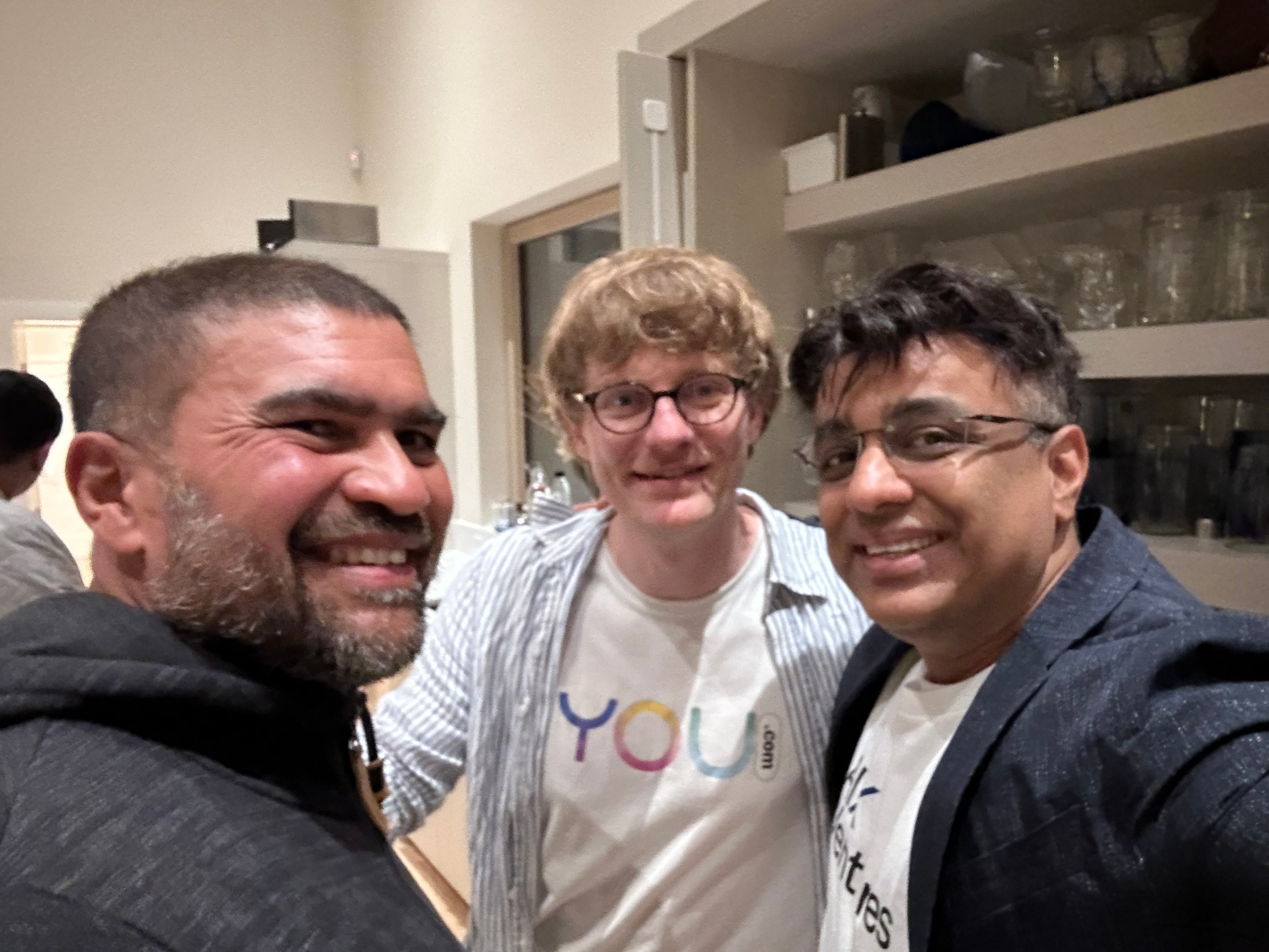 Mandar Gokhale, co-founder and CTPO of AutoFi, with Richard and me at Richard's house